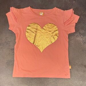 Charming Coral Tee with Gold Heart by Rick Your Kid